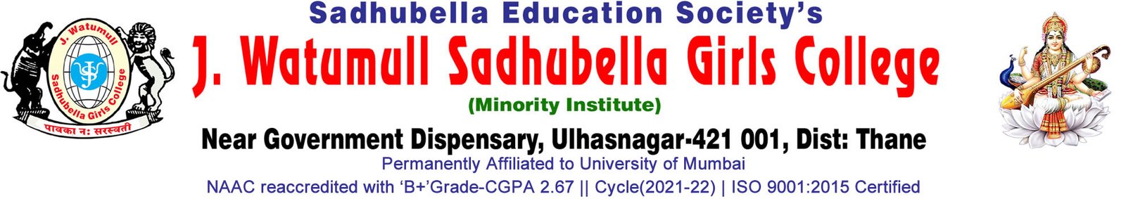 J.WATUMULL SADHUBELLA GIRLS COLLEGE logo