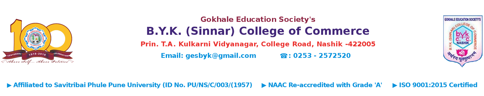 B.Y.K. College of Commerce, Nashik logo
